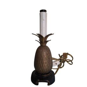Small Vintage MCM Hollywood Regency Brass Pineapple Small Table Lamp